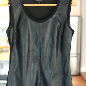 :: BCBG Black Faux Leather Top ::